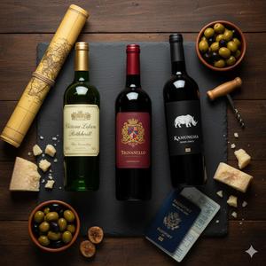 Reihe edler Weinflaschen in einem Weinkeller oder Regal